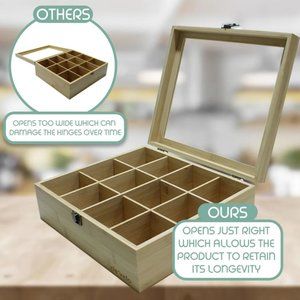12 Compartment Bamboo Tea Bag Organizer